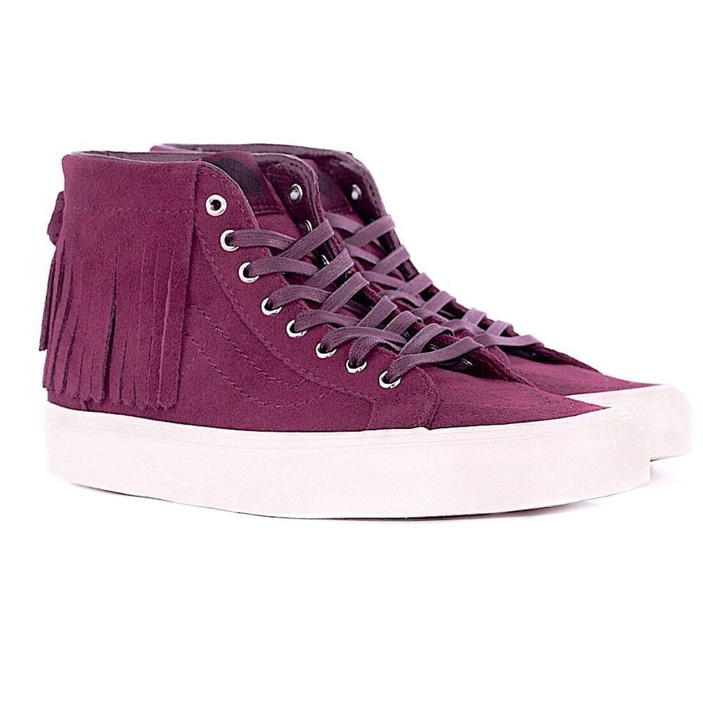 Vans SK8 HI top Retro y2k Fringe Moc Port Royale suede burgundy red woman 5.5